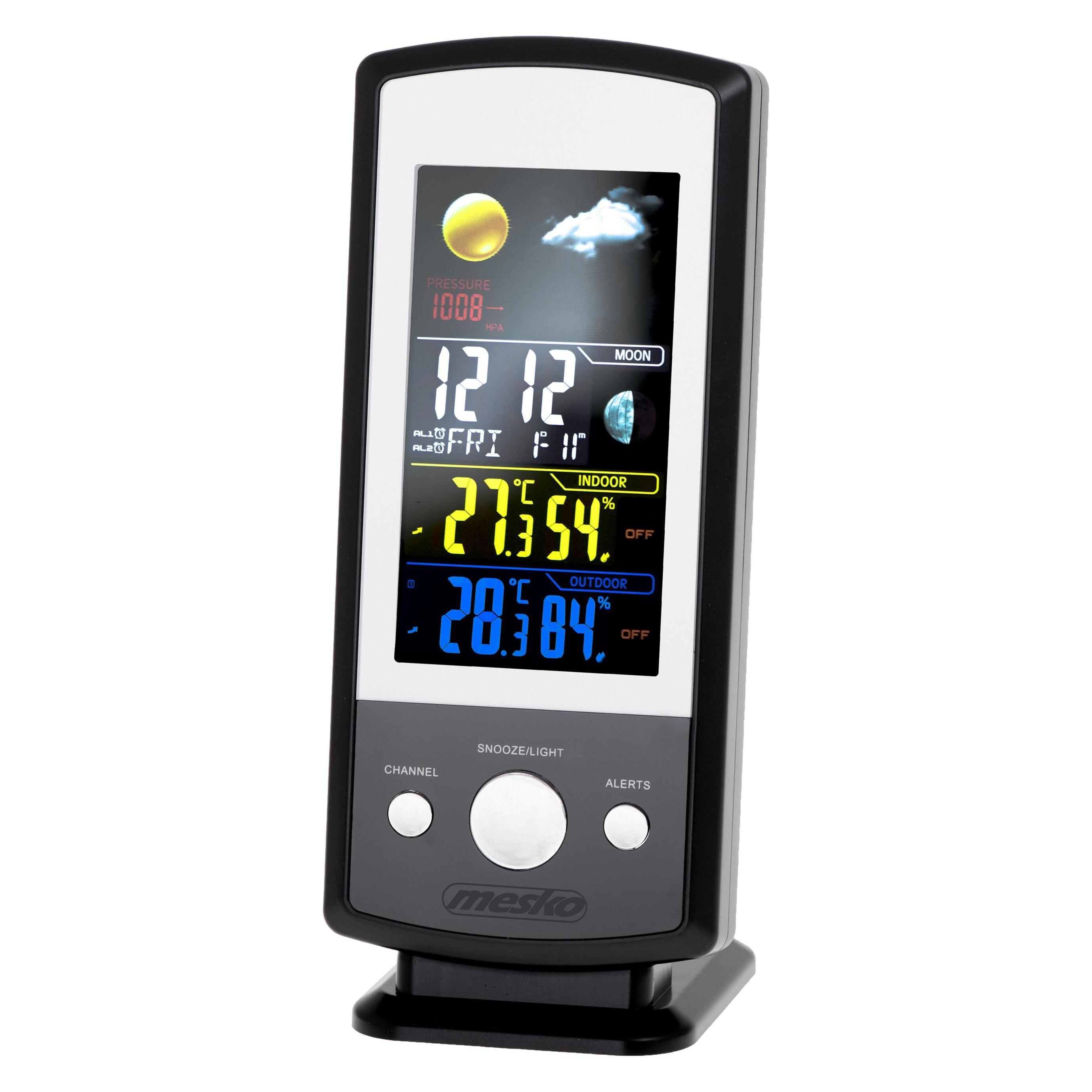 Mesko Wetterstation MS 1177, Schwarz, Buntes Digitaldisplay (MS 1177)