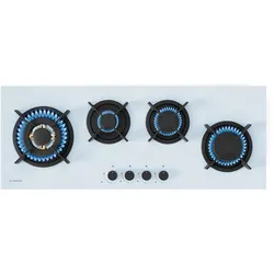 Klarstein Goldflame 4 Slim Gaskochfeld | 4 Brenner | für Flüssig- oder Erdgas | elektr. Zündung Weiß