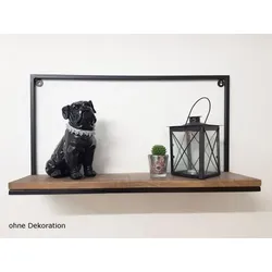 Amagohome Bücher Regal Wandregal Bücherbord 75 x 40 x 20 cm Metall schwarz Holzboden massiv