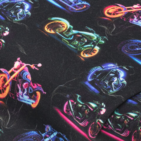 Digitaldruck-Sweat "Motorrad", schwarz/neon
