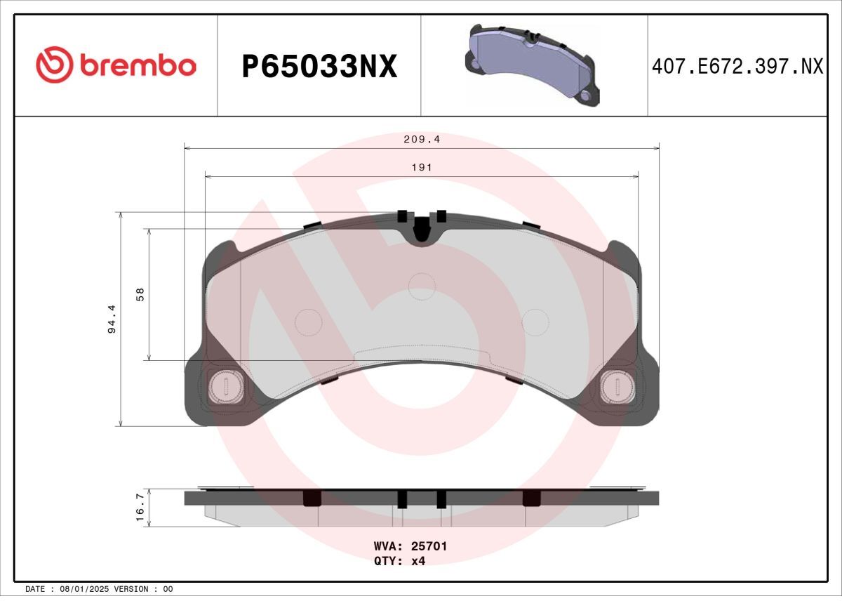 Bremsbelagsatz BREMBO P65033NX