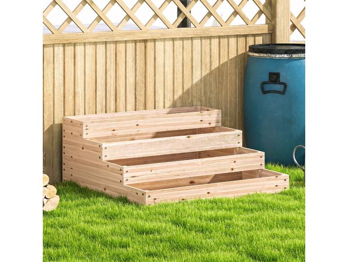 Outsunny Carré Potager 4 Étages 113x113x46cm Bois Naturel