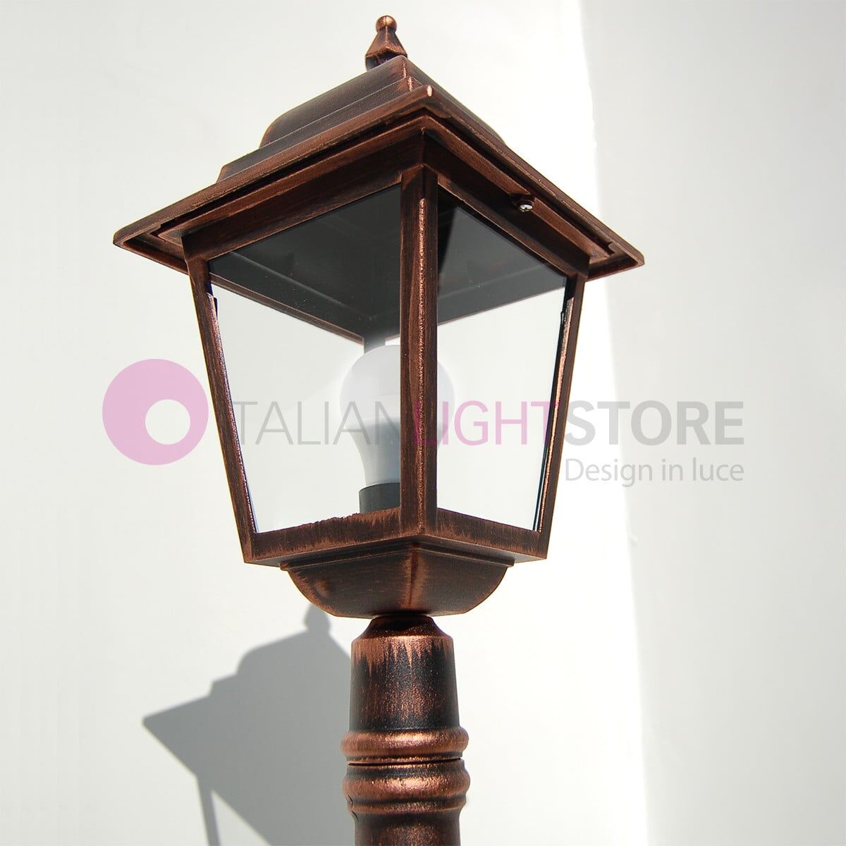 Athena Lampioncino Palo Lanterna Quadrata Illuminazione Esterno Giardino