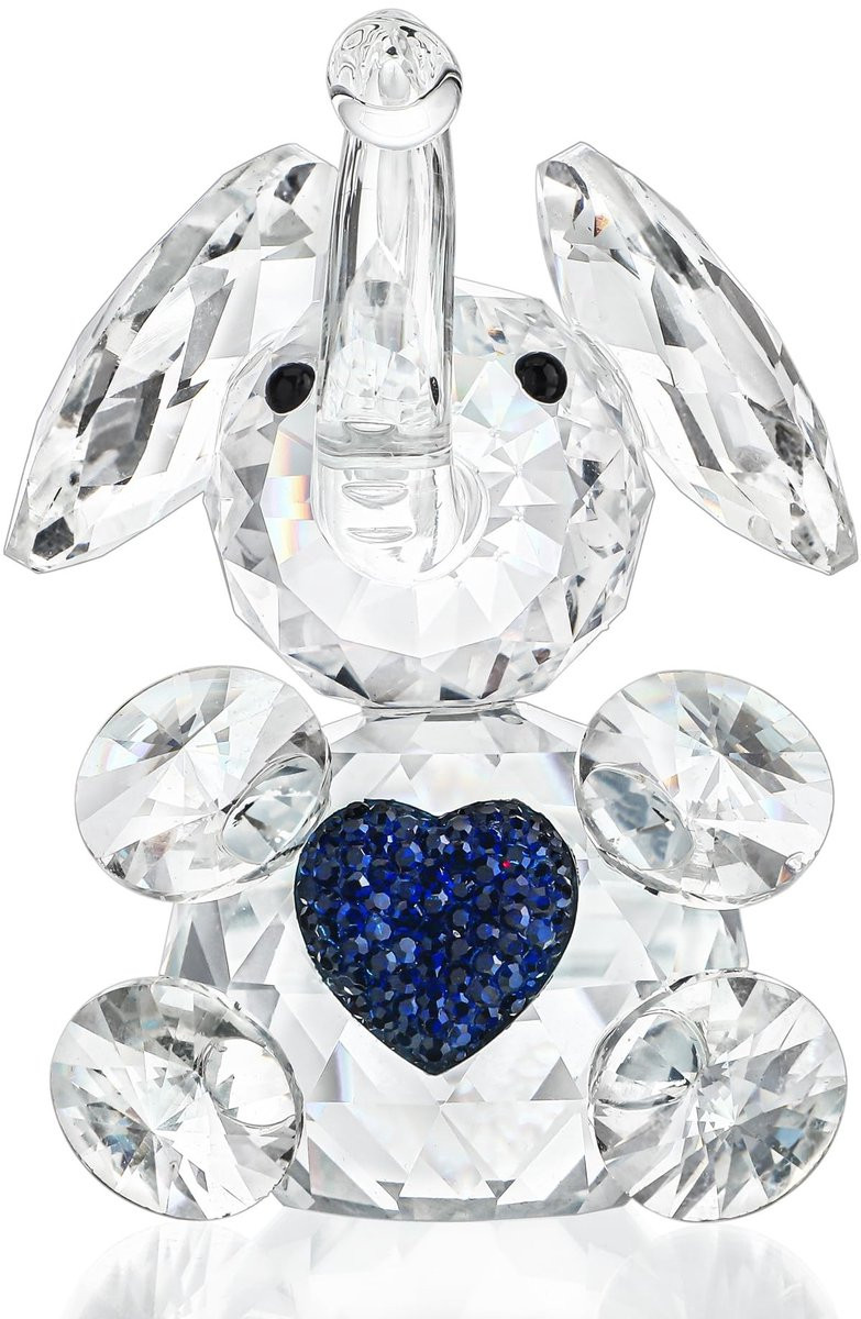 Cosensi Crystal Elephant Handgemaakt Beeldje met Blauw Hart voor Decoratie