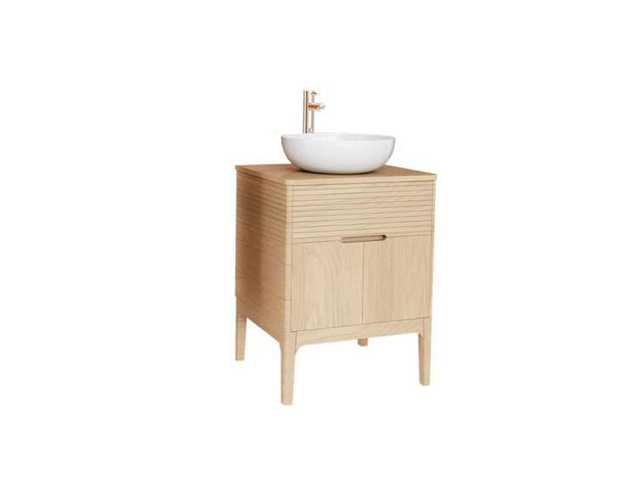 Ensemble meuble simple vasque 60 cm chêne naturel + vasque