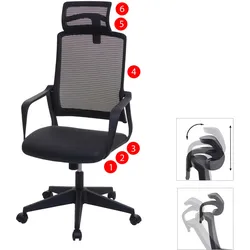 Bürostuhl MCW-J52, Drehstuhl Schreibtischstuhl, ergonomisch Kopfstütze, Kunstleder ~ schwarz