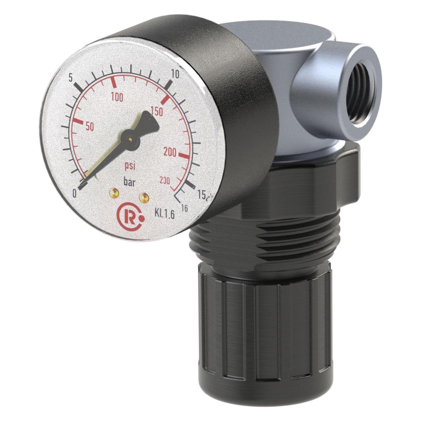 Riegler Druckbegrenzungsventil, inkl. Manometer, G 1/4, 0,5 - 10,0 bar (490.10)