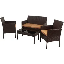 TISCH, SOFA und SESSEL, 4-tlg, Braun