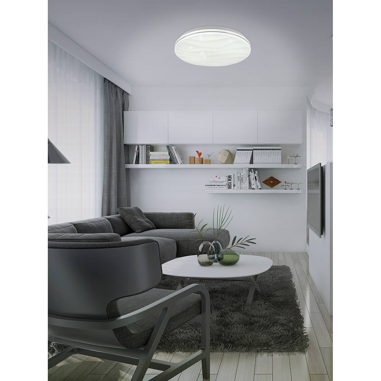 home24 LED-plafondlamp Austin wit Ø 38 cm