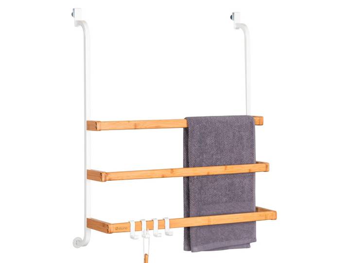 eluno Handtuchhalter, weiß, Weiß, Holz, 63.5x77.5x23.5 cm, Badezimmer, Badezimmerausstattung, Handtuchhalter