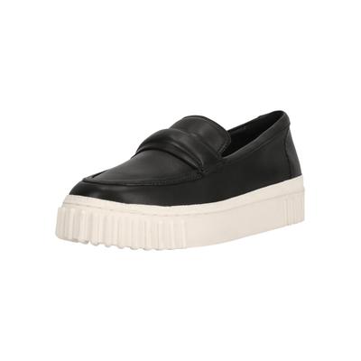 Slipper CLARKS "Mayhill Cove", Damen, Gr. 42, Kunstfaser, schwarz, Leder, Schuhe Slipper, mit breiter Außen-Sohle