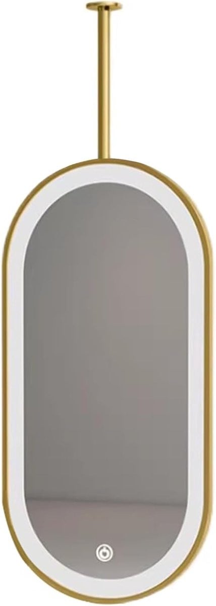Ovale LED Hangspiegel voor de badkamer met 3 kleuren verlichting - Goud - 40 x 80 cm