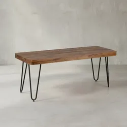 KADIMA DESIGN Sitzbank BALU Massivholz: Landhausstil, verschiedene Größen, Metallbeine, einfache Pflege