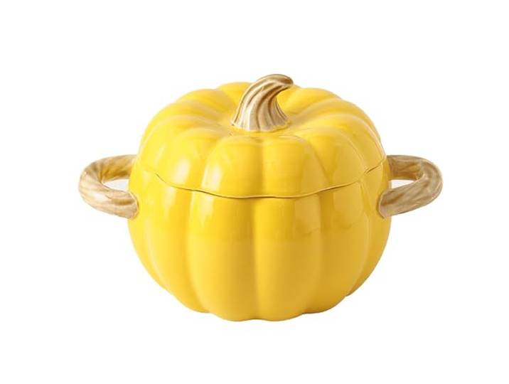 Tontopf, Mini-Auflaufform, niedliche Kürbisschale, for Backen, Grillen, Herd(Yellow)
