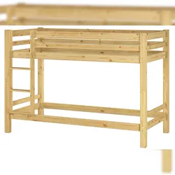 Erst-Holz Kinderzimmer Etagenbett massiv Kiefer 90x200 Stockbett Hochbett Kinderbett 60.09-09oR