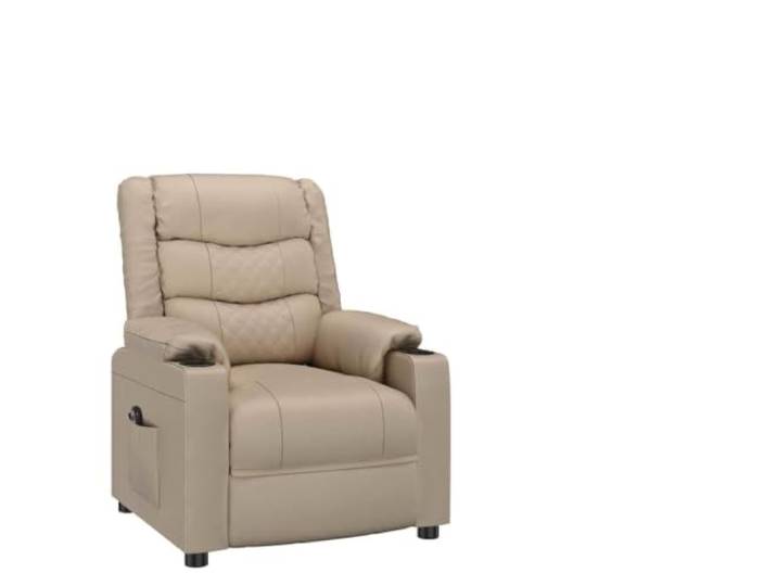 Relaxsessel Elektrisch Cappuccino-Braun Kunstleder 3 Liegepositionen,2-Tasten-Fernbedienung,Holz-und-Metall-Rahmen,schmutzabweisendes Kunstleder