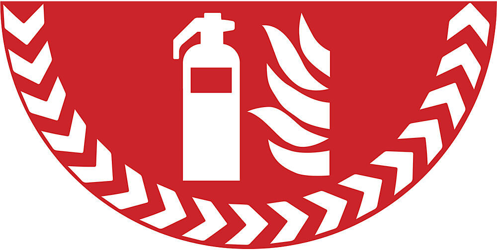 kaiserkraft PVC-Piktogramm Halbkreis, Feuerlöscher, selbstklebend, BxL 750 x 375 mm