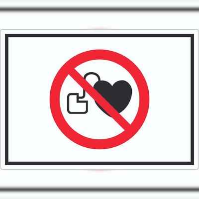 HB-Druck Kein Zutritt für Personen mit Herzschrittmachern oder implantierten Defibrillatoren Symbol Aufkleber A8 (52x74mm)