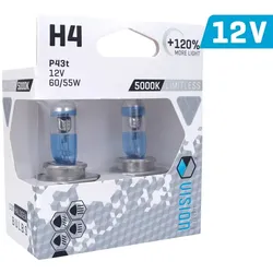 Vision H4 Limitless White Halogen Autolampe +120% Licht 2er