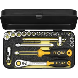 Steckschlüssel-Satz 1/4", 20-teilig 3/16-1/2 AF und IN-1/8-5/16 AF, ELORA-1400-...