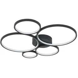 Trio LED-Deckenleuchte  Kreise  schwarz  Rondo , schwarz , Maße (cm): B: 59 H: 5,5 T: 53.0