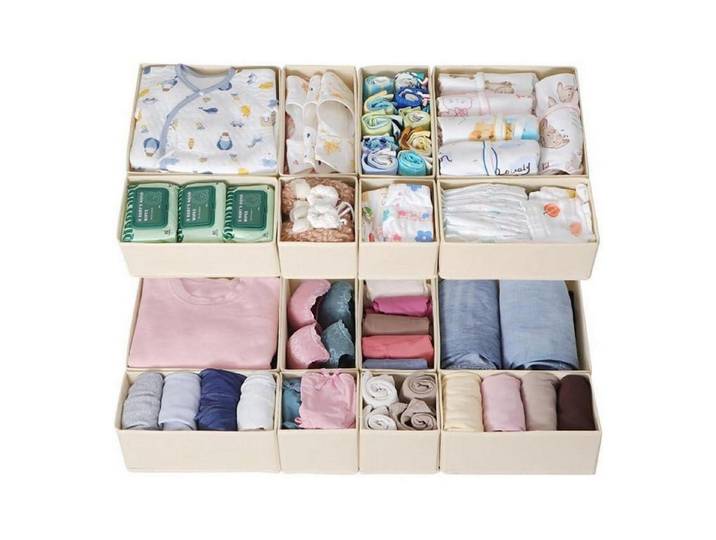 LuxusKollektion Schubladeneinsatz Schubladen Organizer 16er Set Beige für HEMNES 108x131 (16 St)