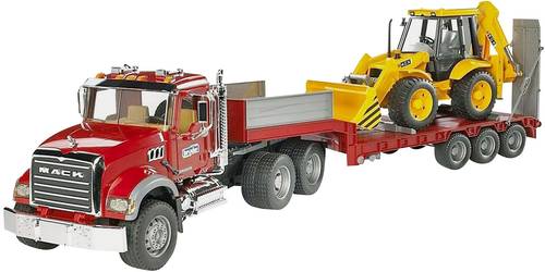 Bruder LKW Modell Mack Granite mitJCB 4CX Bagger Fertigmodell LKW Modell