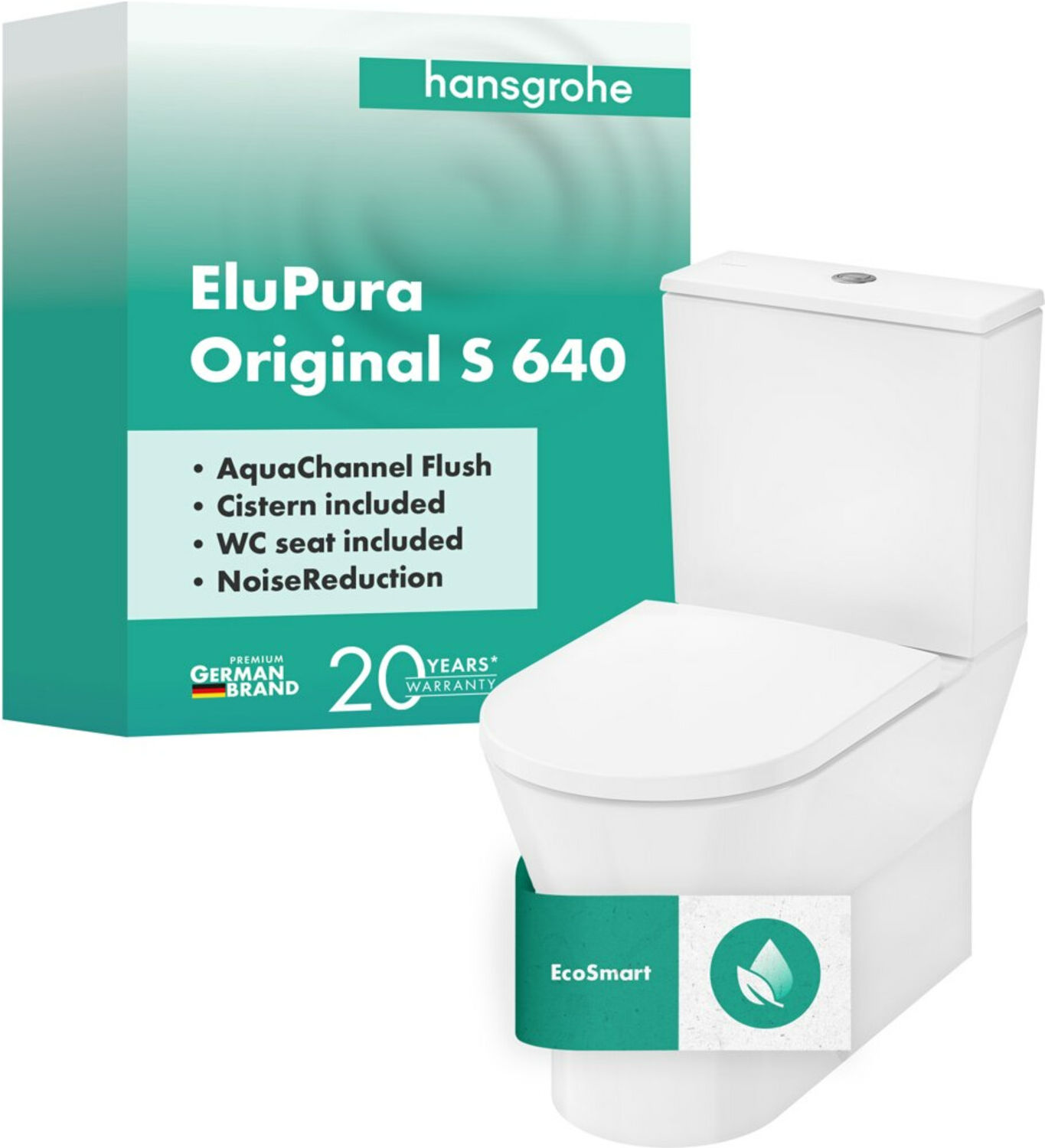 Hansgrohe Stand-WC EluPura Original S m aufg. Spülkasten und WC-Sitz, weiß (60205450)
