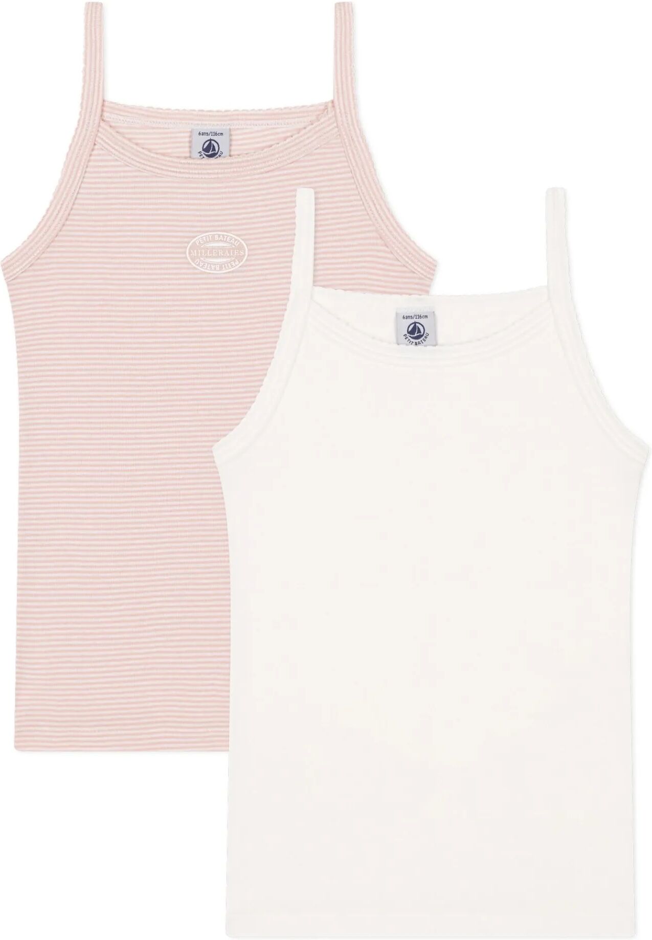 Petit Bateau Lot 2 Débardeurs Rayés Rose 2 ans
