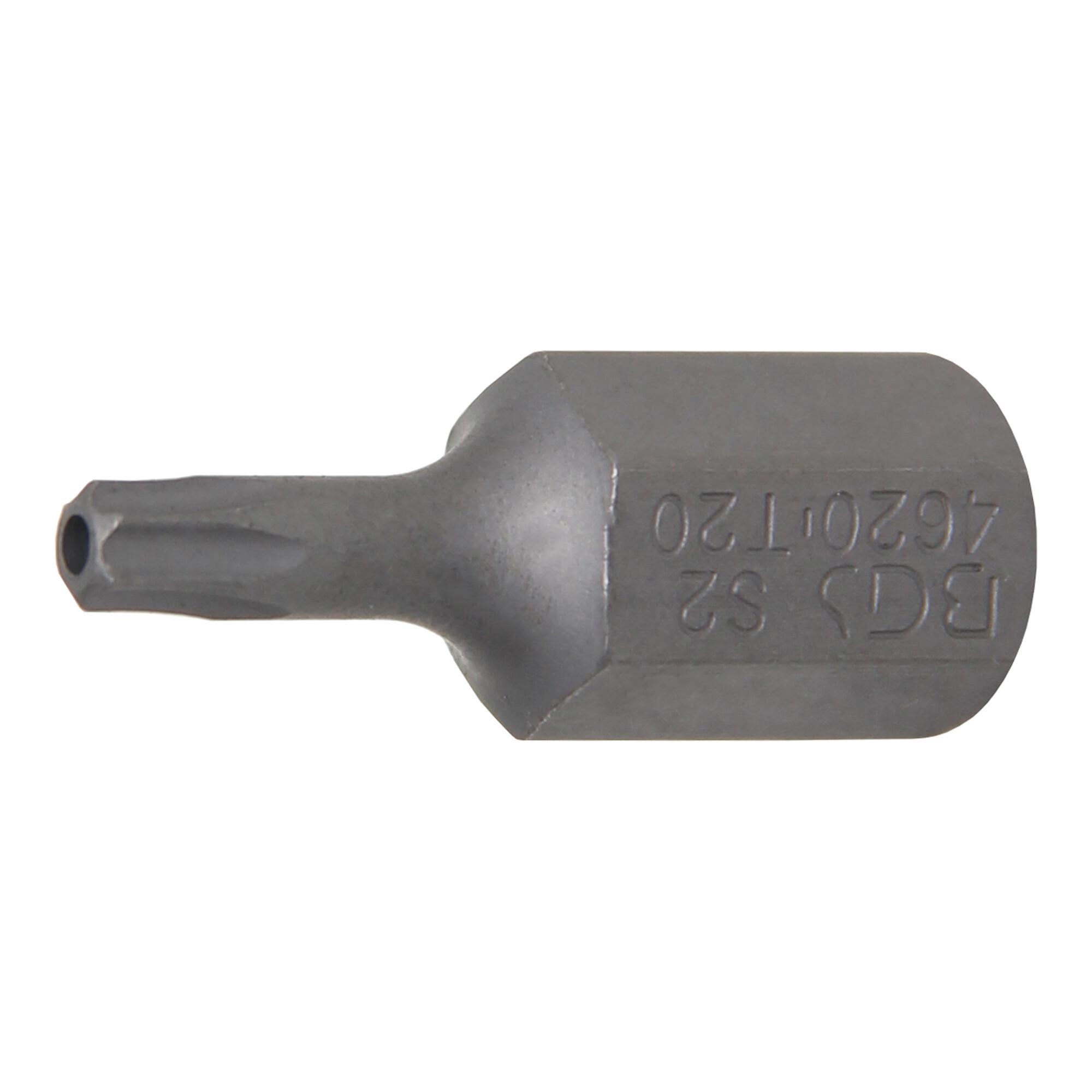 BGS Bit 4620, Länge 30 mm, Antrieb Außensechskant 10 mm (3/8"), T-Profil (für TX) mit Bohrung T20 ; BGS technic)