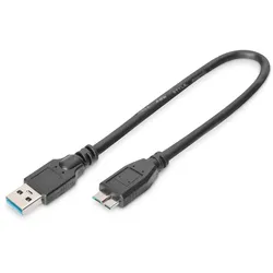 Digitus USB 3.0 Anschlusskabel, USB A - Micro USB B St/St, 0.25m, USB 3.0 konform, sw