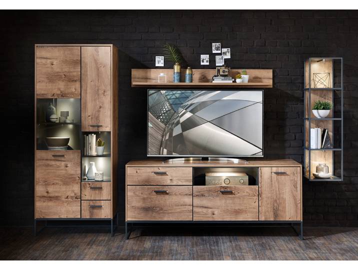 Wohn-Concept Manhattan TV-/Wohnwand Holzwerkstoff/Metall