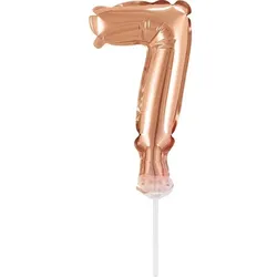 Kuchendeko Mini Folienballon roségold Zahl 7