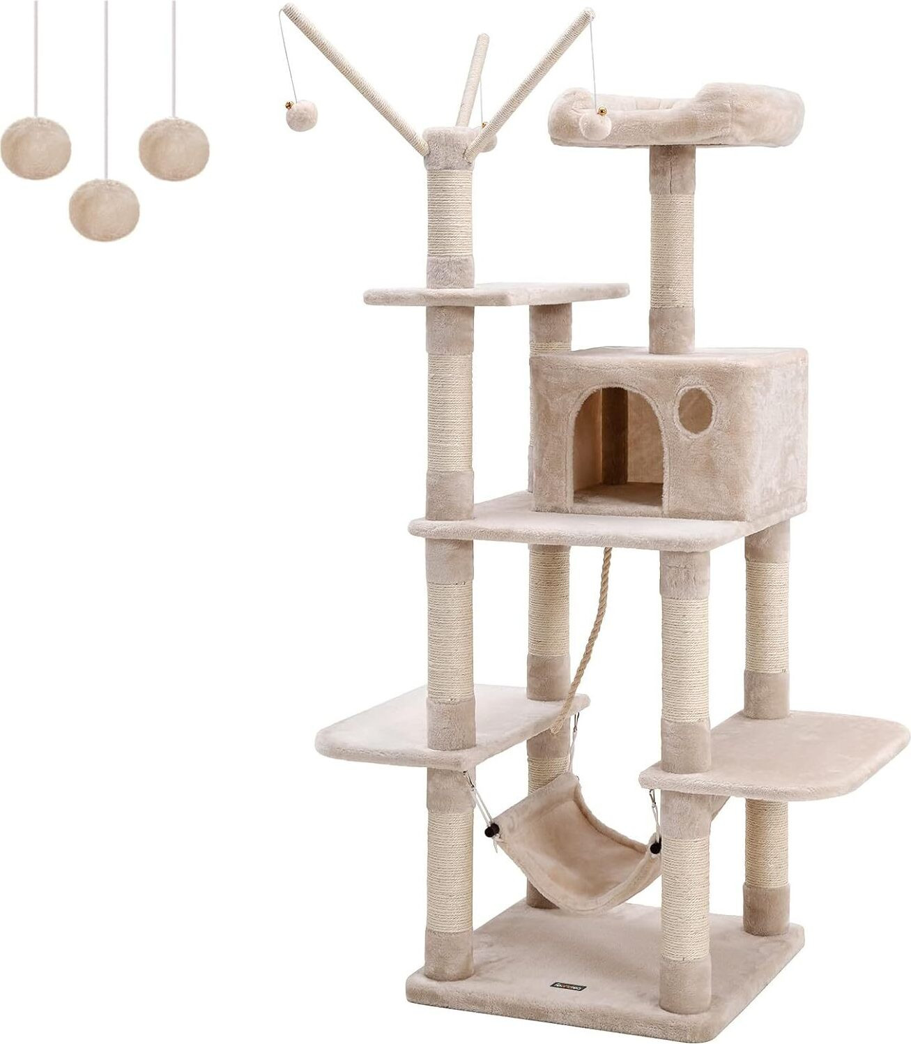 Feandrea Krabpaal met hangmat, hol en sisalstengel, beige