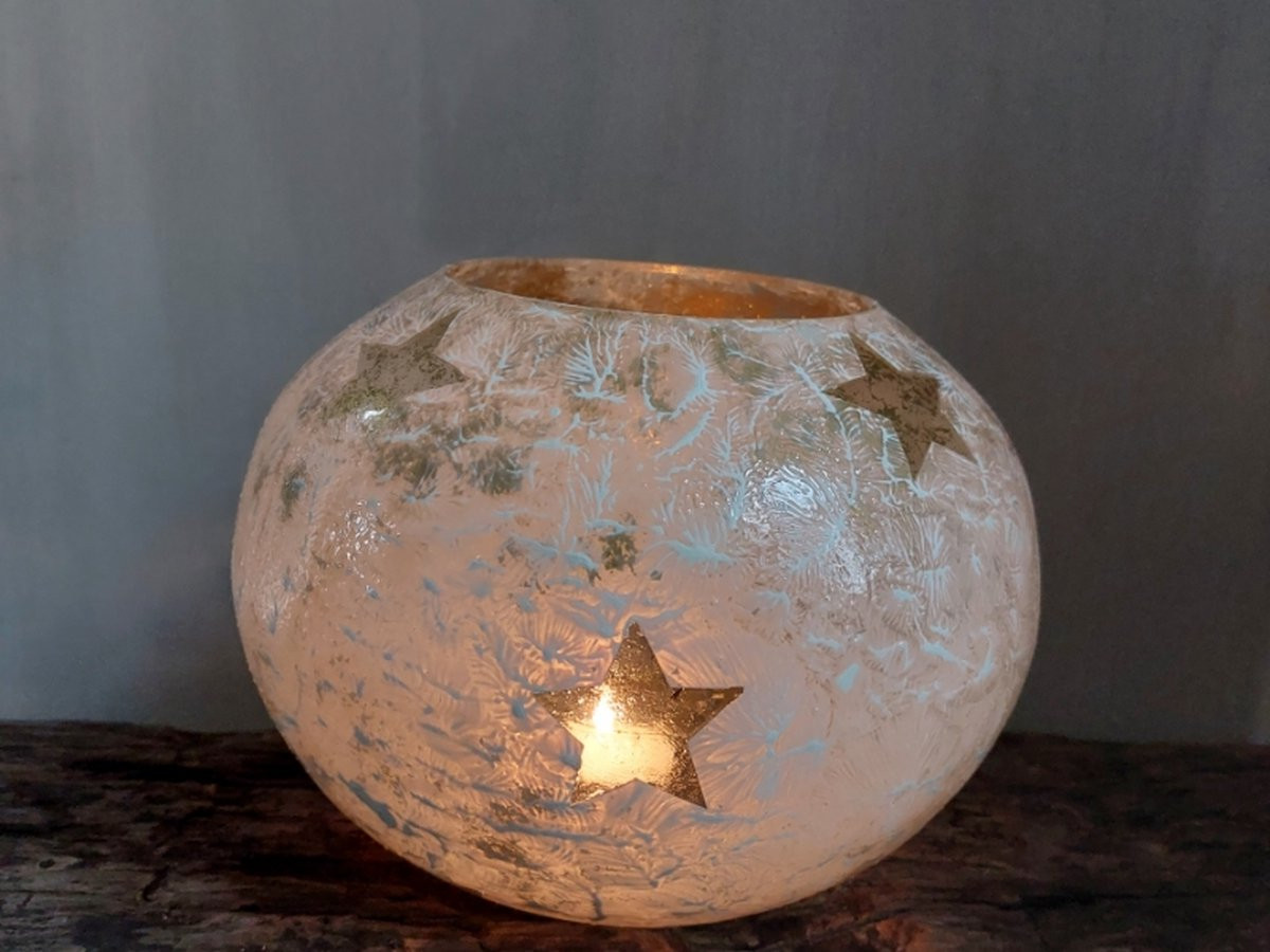 Votive Glass Champagne Mosaic Tealighthouder