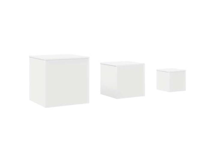 GPUTYGHN Beistelltische 3 STK. Weiß Holzwerkstoff Beistelltisch Set,3