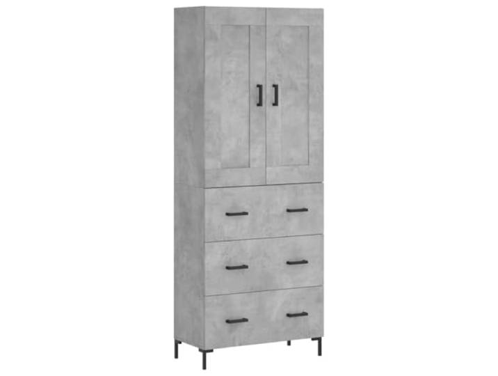 HGFDVCMR Highboard Betongrau 69,5x34x180 cm Schrank mit Metallfüßen Mehrzweck-Kommode in Betongrau für Wohnzimmer und Flur, stabiler Holzwerkstoff mit Türen und viel Stauraum.