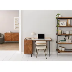 Schreibtisch Akazie 120x47x77 natur lackiert / Marmor weiß KARLSTAD #18