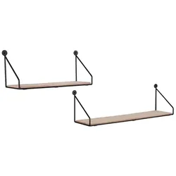 Wandregal Flurregal Küchenregal Metallregal schwarz Holzoptik H 13 cm 2er Set