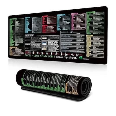 Excel-Spickzettel-Schreibtischunterlage, XL-Mauspad mit Tastenkombinationen, 31,5x11,8 oder 35,4x15,7, Schreibtischschutz, rutschfest, wasserfest, Büroarbeit Gaming, Produktivitätsgeschenk für