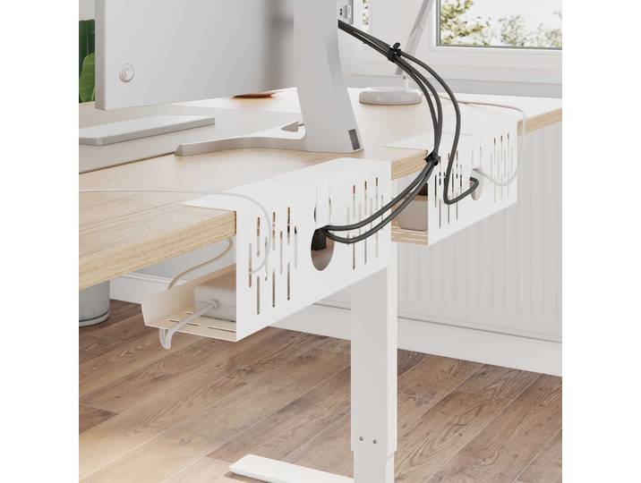 vidaXL Unter dem Schreibtisch Kabelmanagement Tray 2 Stk. Weiß