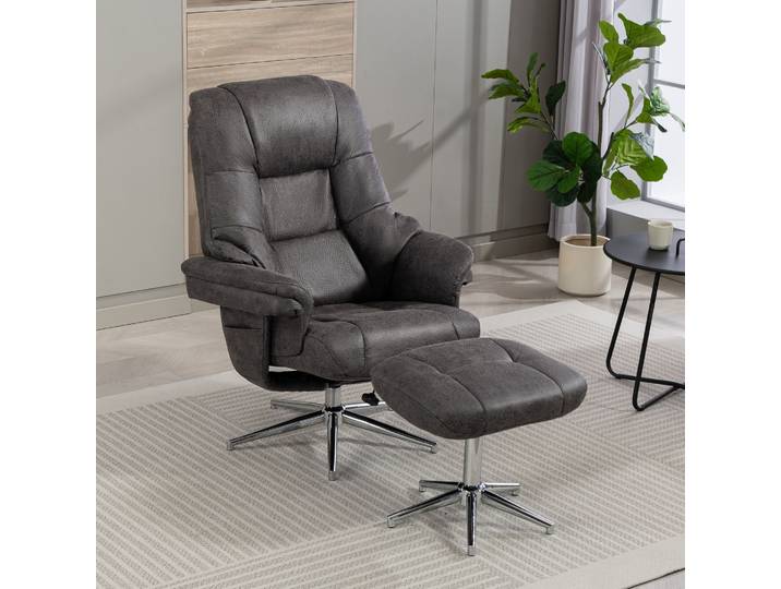 TV-Sessel DUO COLLECTION Burnaby , grau (anthrazit), B:82cm H:108cm T:90cm, 100% Polyester, Sessel, TV-Sessel, mit Hocker und Relaxfunktion, 360 Grad drehbar