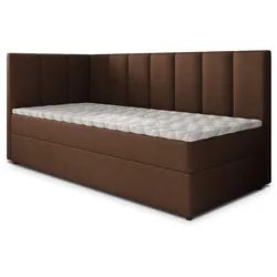 BOXBETT BEVE 90x200 cm mit Matratze und Topper, H2+H3 - Braun
