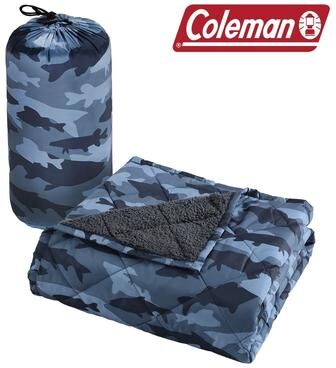 Coleman Reversible Nylon & Sherpa Throw Blanket - Indoor & Outdoor Use
