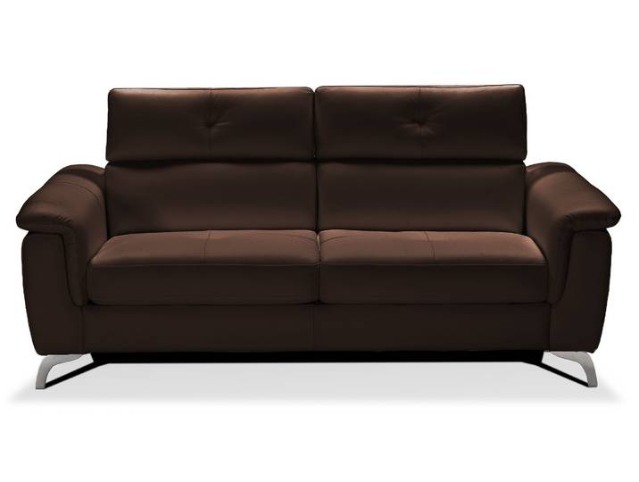 BARI - Canapé convertible design 3 places - Cuir, Chocolat