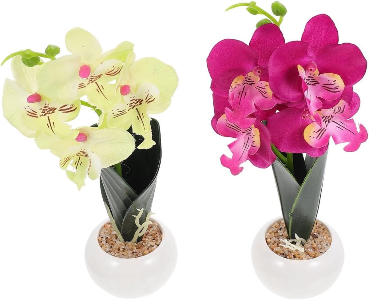 Kunstmatige Orchidee Bonsai in Pot voor Woonkamer Decoratie, Diverse Kleuren, Hoogte: 26 cm
