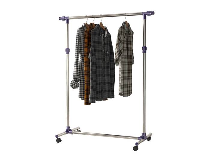 ComfortXL Kleiderständer De-17862 verstellbare Länge & Höhe auf Rollen Silber, Silberfarben, Metall, 86x95x45 cm, Garderobe, Garderobenständer