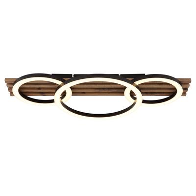 GLOBO LIGHTING Deckenleuchte "TISHA", schwarz matt, holzfarben, Ø 30cm H: 9,5cm, 1 Stk., Leuchten, Deckenlampe Wohnzimmer-Leuchte Schlafzimmer-Leuchte Flur Küche, Deckenleuchte