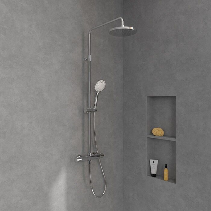 Villeroy und Boch Villeroy & Boch Universal Showers Duschsystem TVS10900200061 mit Thermostat, Wandmontage, chrom