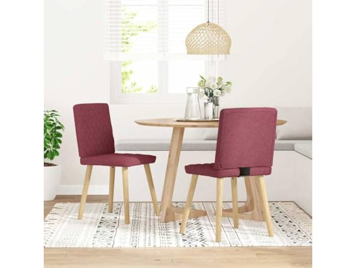 KTHLBRH Esszimmerstühle 2 STK. Weinrot Stoff mit Metall Holz Gestell Weicher Polyester, dicker Schaumstoff, stabiles Metall Holz Gestell, vielseitig einsetzbar